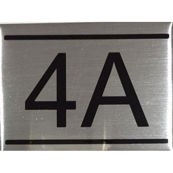 APARTMENT NUMBER SIGN -4A -BRUSHED ALUMINUM (2.25X3, Aluminium))