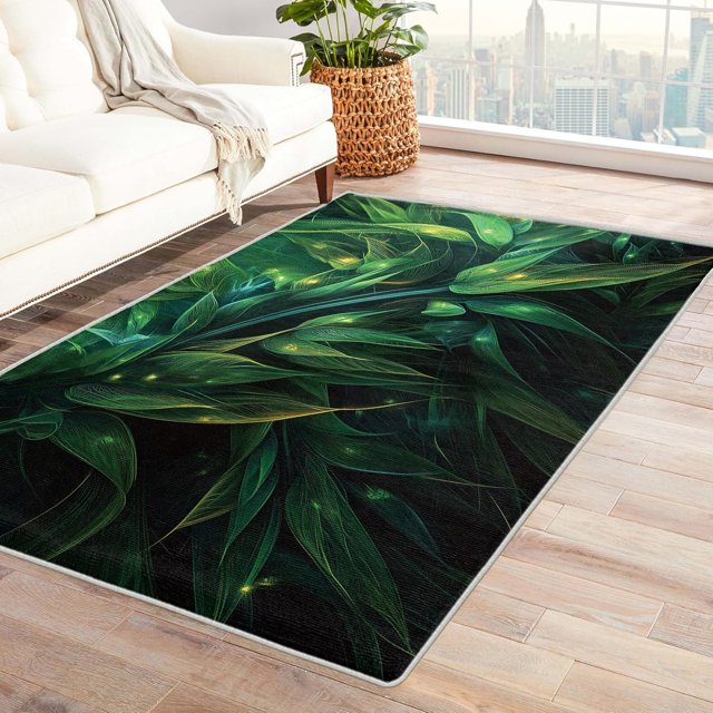 Leaf Rugs for Living Room Bedroom Entryway - Leaves Rug 2x3 - Botany Carpet for Home Decor - Washable Non Slip Patterned Indoor Small Area Rug - Soft & Low Pile (ZJ&574)