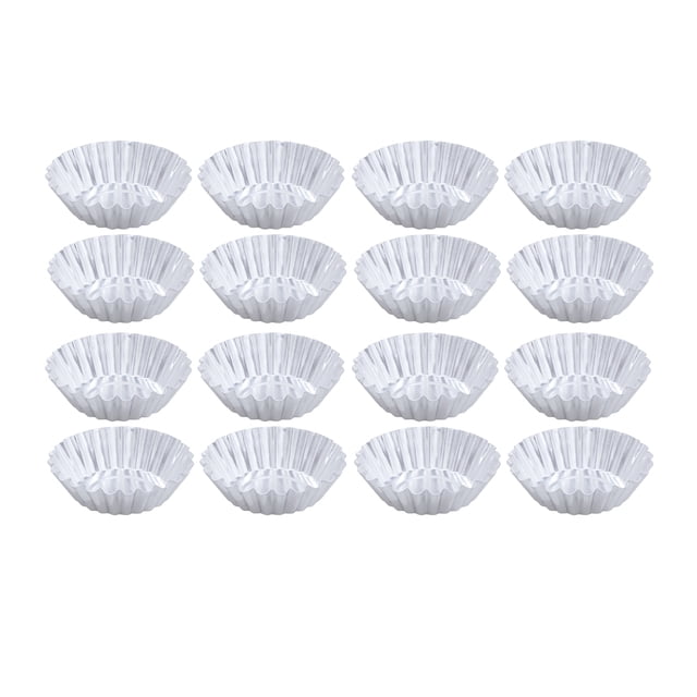 EeaseMX 50 moldes de aluminio para tartaletas de huevo, antiadherentes, con forma de flor, reutilizables, para magdalenas y muffins (plateados)