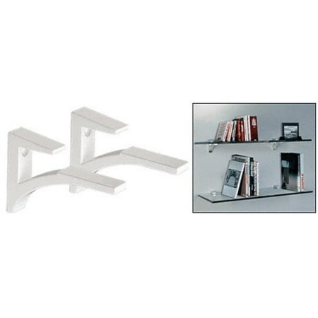 Install Brackets - CRL White - Aluminum Glass Shelf Bracket for 3/8