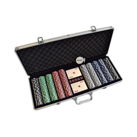 HAN'S DELTA Poker Chip Set 11.5 Gram for Texas Holdem, Blackjack, Casino Gambling with Aluminum Case, Cards, Dealer Button, 500 Chips Set