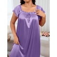 thumbnail image 4 of Plus Size Women's Square Neck Pleated Bow Nightgown, 4 of 4