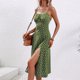 thumbnail image 5 of Sexy Vestido de Verano Colgando Correa Dividida Impresa Cuello Redondo, Vestido Fluido Y Casual, 5 of 6
