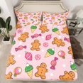 thumbnail image 2 of Homewish Cartoon Gingerbread Man 4pcs Bed Sheets for Kids Children Teens,Merry Christmas King Sheets,Happy Xmas Super Cozy Sheet Set,Ultra Soft Home Decor, 2 of 7