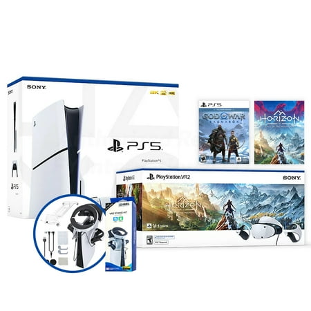 PlayStation 5 God of War Ragnarok & PSVR2 Horizon Call of the Mountain Deluxe Combo, VR2 Headset, Sense Controllers, PS5 Disc Console, DualSense, 4K HDR, with IGRL Holder- PS5 VR2 Bundle