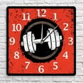 thumbnail image 1 of Fitness Dumbbell Patrón de pared cuadrada Decoración de pared de Silent no ticking 118x118 pulgada para decoración de café de bares múltiples, 1 of 8