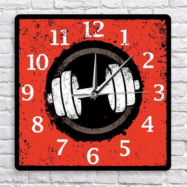 Reloj colgante de pared con mancuernas estampadas decoración de pared acrílica decorativa de 30x30cm para la cocina multipropósito de cocina