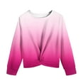 thumbnail image 6 of Ohufall Kids Long Sleeve Shirts for Girls 4-12 Years, Trendy Loose Comfy Twist Knot Front Pullover Tops Cute Gradient Printed Casual Crew Neck T-Shirts for Little Girls, 6 of 7