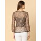 thumbnail image 5 of Allegra K Blusas Tops Peplum De Encaje Semitransparente De Manga Larga Con Cintura Anudada Para Mujer Marrón XS Unique Bargains Blusa, 5 of 6