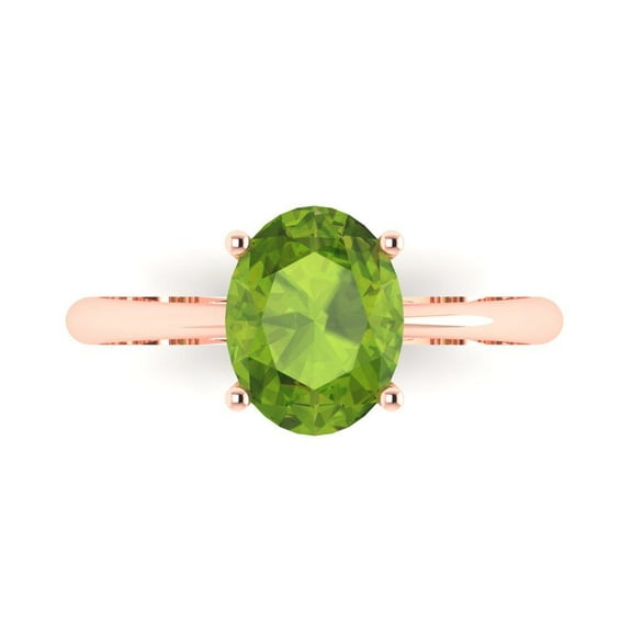 Solitaire Engagement Ring for Women - 2ct Natural Peridot in 18K Rose Gold Promise Ring