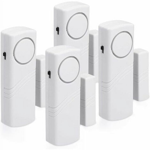Paquete de 4 alarmas antirrobo para ventanas del hogar, mosquitera antirrobo para ventanas, puertas magnéticas pequeñas, seguridad para el hogar, funcionamiento magnético antirrobo