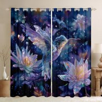 Manfei Diamond Hummingbird Curtains Pack of 2 (42x84 Each), Dreamy Animal Curtains Blackout, Glitter Crystal Lotus Bedroom Curtains, Window Curtains Decor