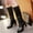 Black, variant on Babysbule Boots for Women Winter Women Shoes High Heel Casual Winter Fashion Solid Color Pointed Side Zip Knee High