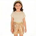 thumbnail image 3 of Krdevn Girls' Shiny Sequin Shorts, Elastic Waist Casual & Party Shorts for Kids,Gold2, 3 of 4