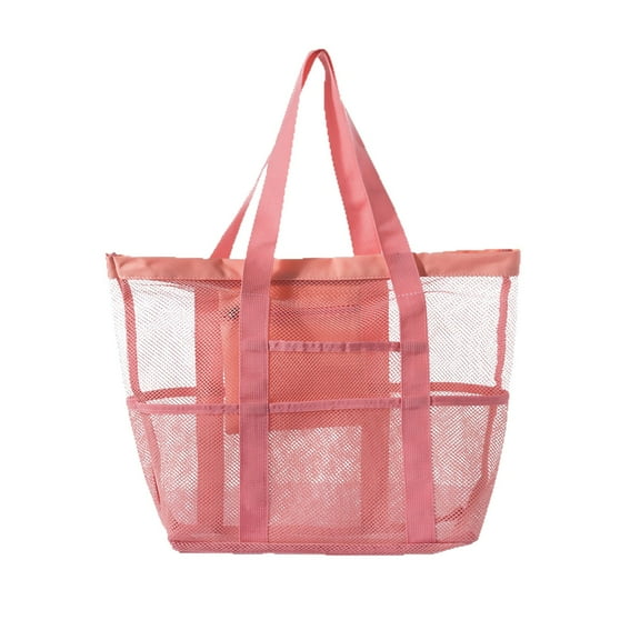 Leodye 1PCS Mesh Fabric Travel Storage Bag Large Capacity Visual Partition Storage Handbag Can Draining Water Outdoor Beach Bag-17.7 * 5.9 * 13.4in