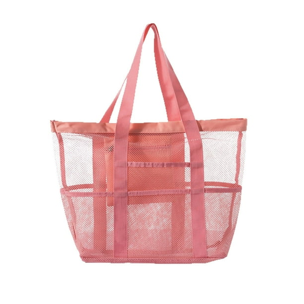 Bolsa de almacenamiento de viaje de tela de malla, gran capacidad, con compartimentos para guardar objetos, ideal para drenar el agua y para playa al aire libre.