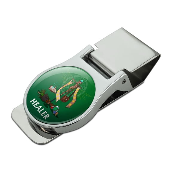 Healer Cleric RPG  MMORPG Class Role Playing Game Satin Chrome Plated Metal Money Clip