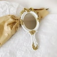 thumbnail image 2 of TuseyRxln Handheld Mirror Vanity Makeup Mirror Travel Princess Metal Cosmetic Mirror Portable Embossed Mirrors Decorative White, 2 of 5