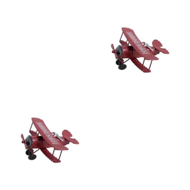 Naiovety Modelo de hierro, adorno de estilo retro, regalo para entusiastas del vuelo, etc. Decoración de avión de metal, color rojo vino vino rojo 2piezas