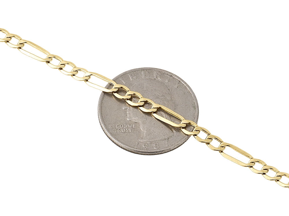 Real 10K Yellow Gold 4mm Figaro Chain 