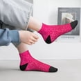 thumbnail image 2 of Fuzoiu Rose Red Glitter Print Adult Socks, Crew Moisture-wicking Socks, Unisex Cushion Crew Socks,Casual Sports Ankle Socks, 2 of 7