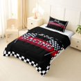 thumbnail image 2 of Catabedysis Extreme Speed Racing Twin Comforter Sets For Boys,Checkered Flag Monogram Print M Bedding Set,Black Reversible,2pcs,1 Comforter and 1 Pillowcase, 2 of 7