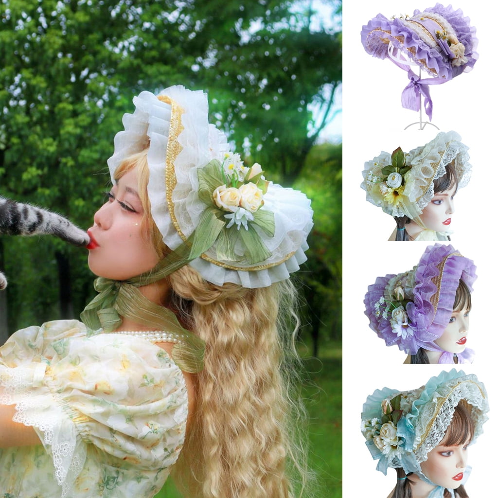ROZYARD Teas Party Sun Hat Victorian Bonnet Lace Fascinators For Women Victorian Headdres