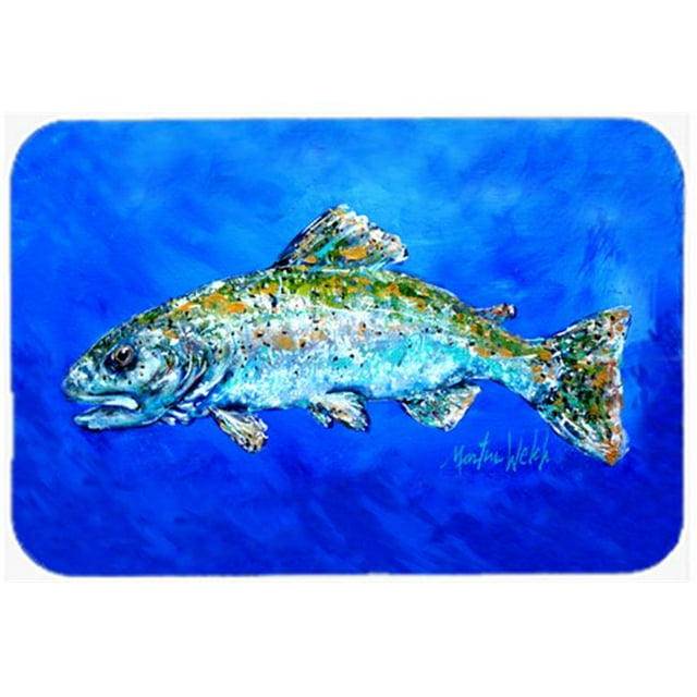 Carolines Treasures MW1124LCB Fish Headed Downstream Glass Cutting Board - Large