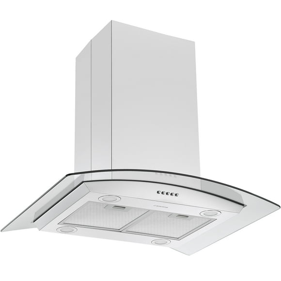 Ancona 30" 440 CFM Convertible Island Mount Glass Canopy Range Hood in Stainless Steel
