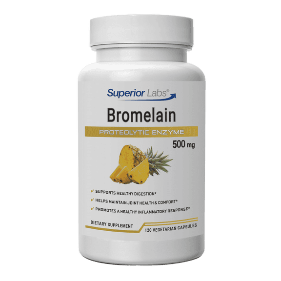 Superior Labs Bromelain - Non Synthetic! - 2,400gdu/gram, Vegetable Caps, 500mg, Gluten-Free, 120  Count