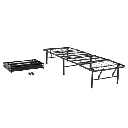 MAINSTAYS 14″ HIGH QUAD FOLD STEEL PLATFORM BED FRAME, QUEEN