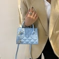 thumbnail image 3 of Sywqhk Bolso Bandolera De Cuero Con Estampado De Celosía Retro Para Mujer (Azul) Sywqhk Para estrenar, 3 of 9