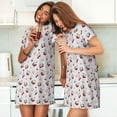 thumbnail image 3 of Salouo Cherry Berries Print Short Sleeve Sleepshirt for Womens Comfy Nightgown Scoopneck Cute Nightdress Ruffle -3X-Large, 3 of 7