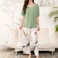 thumbnail image 2 of FUNDUFI Pajama Set For Women Short Sleeve Tops Long Pants Oversized 2Pcs Pjs Set Comfy Sleepewar Outfit Summer Nightwear, 2 of 4