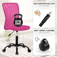 thumbnail image 4 of CL.HPAHKL Mesh Office Desk Chair Armless Computer Chair, Adjustable Rolling Task Work Swivel Chairs with Wheels, Ergonomic PC Chair for Small Spaces Home Bedroom Study, Pink, 4 of 7