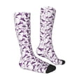 thumbnail image 3 of Picia Women Crew Soft Moisture-wicking Socks Violets Flowers Pattern Design Cotton Socks, One Size fit All, 3 of 9