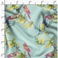 thumbnail image 2 of Soimoi Green polyester Crepe Fabric Bulbul Bird Print Sewing Fabric Yard 42 Inch Wide, 2 of 6