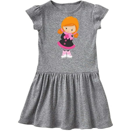 

Inktastic Ice Skating Girl Cute Girl Orange Hair Scarf Gift Toddler Girl Dress
