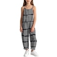 thumbnail image 5 of Girls' Casual Loose Overalls Tie Knot Strap Sleeveless Rompers Striped Baggy Jumpsuits for Kids Summer Playwear Wide Leg Pants Cute Trousers Outfits, 5 of 9