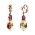 thumbnail image 3 of 1928 Jewelry Women's Rose Gold Tone Manor House Rose Purple Crystal Bead Flower Drop Clip On On Earrings, 3 of 4