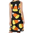 thumbnail image 2 of Candy Corn Pattern Halloween Spring Summer Dresses for Women Fashion T-shirt Dress Casual Sleeveless Loose Sundress with Pockets, 2 of 5