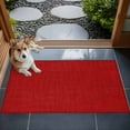 thumbnail image 4 of Red 2x3 Door Mat Rug, Farmhouse Burlap Solid Red Color Modern Linen Texture Non-Skid Rubber Backing Large Rectangle Rugs - Living Room Bedroom Home Office, Indoor Floor Mat Carpets Washable Rug, 4 of 9