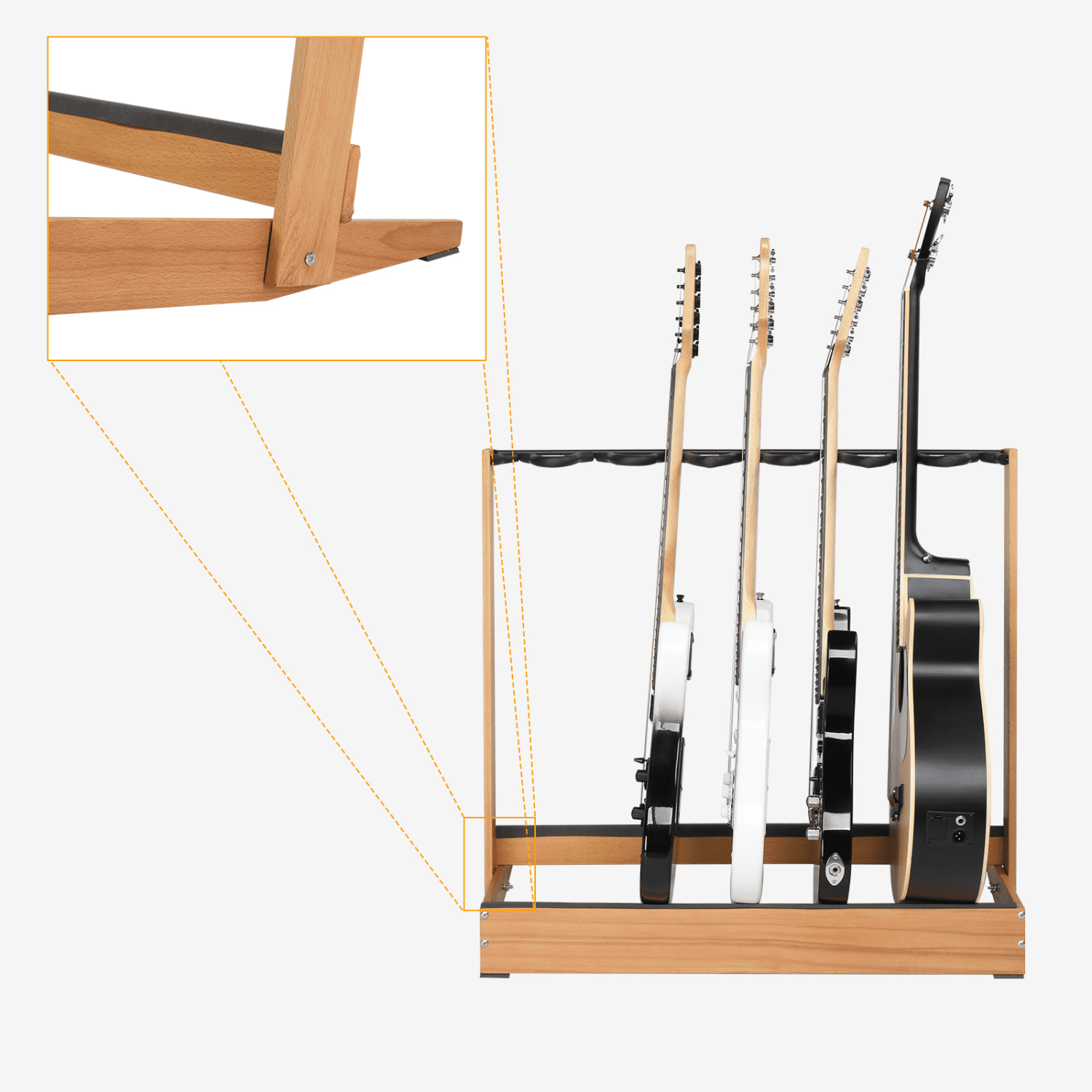 Hassch Hardwood Guitar Rack, Folding Instrument Rack Holder for Home Music Studio, Natural