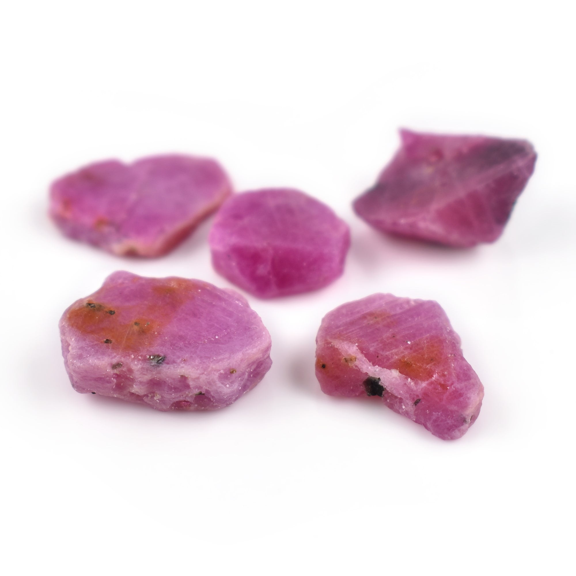 5pcs Genuine AA Raw Ruby Rough Slices Rock Gemstone, Chakra Healing Energy Birthstone Crystal for Jewelry Making Supplies, Gift for her, Wire Wrapping DIY Crafts, Wholesale Bulk Loose Gemstones