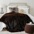 thumbnail image 4 of Battilo Brown Faux Fur Throw Blanket for Sofa, Fluffy Thick Fur Blanket,Plush Fuzzy Bed Throws,50"x60", 4 of 9