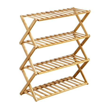 

Portable Foldable Bamboo Shoe Organizer Shoes Rack Multi Purpose 68cm