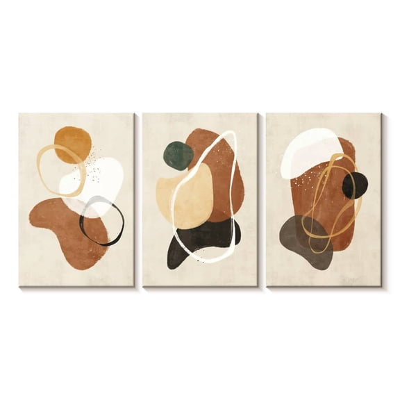 Elephant Stock Brown Abstract Wall Art - Horizontal Multi Panel Canvas - Living Room Wall Decor - Abstract Multi Panel - Brown And Beige Decor - 26" x 12"