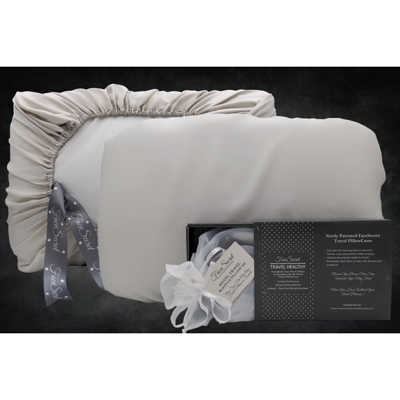 FaceSecret Patented Travel Certified Organic Cotton SlipOver PillowCase - Natural