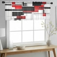 thumbnail image 2 of Red Grey Black Valance Curtains for Kitchen/Living Room/Bathroom/Bedroom Window, Rod Pocket Small Topper Half Short Window Curtains Voile Sheer Scarf, Irregular Modern Geometric Abstract 54"x18", 2 of 8