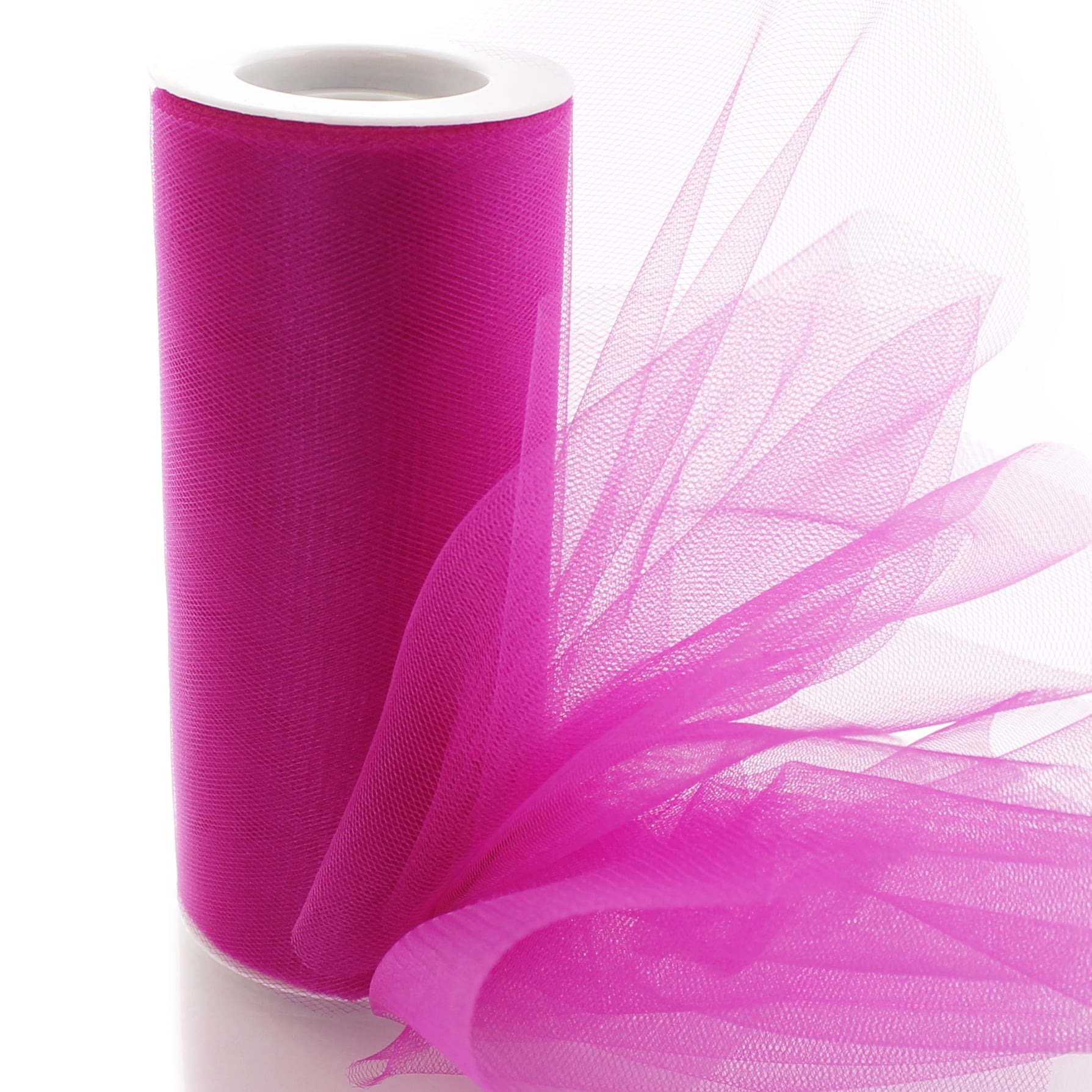 Senkary Glitter Tulle Roll Sparkling Tulle Ribbon Fabric Tulle Spool for Wedding Decoration Gift Wrapping, 6 inch by 25 Yards (Hot Pink)